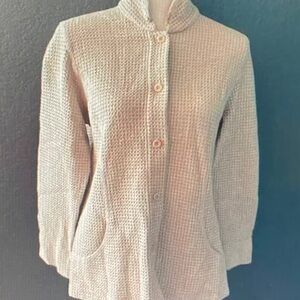 Eileen Fisher Off-White Waffle Knit Cardigan